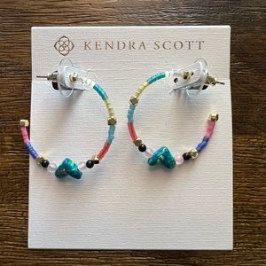 NWT Kendra Scott Beaded Heart Hoop Earrings